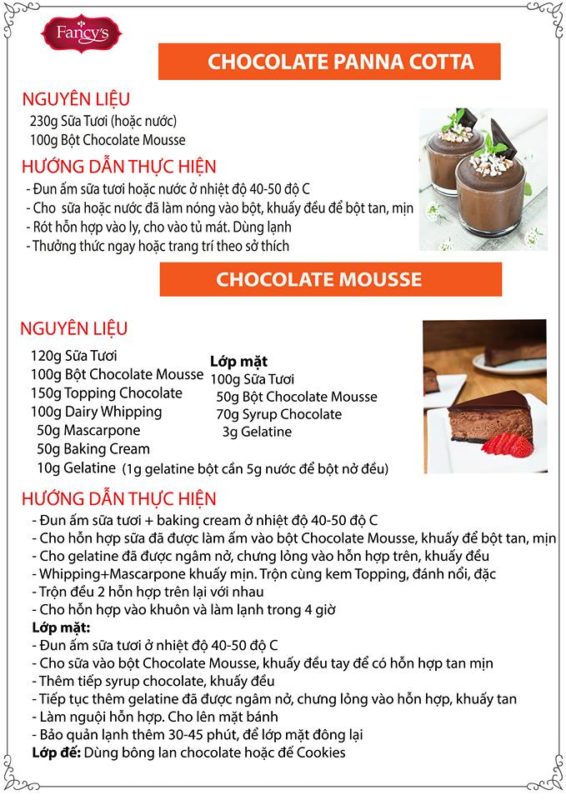 công thức chocolate mousse