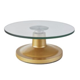 Bàn Xoay Thủy Tinh Chân Vàng 30cm 8180
