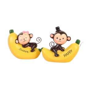 Set 2 Khỉ Ôm Chuối Trang Trí Bánh