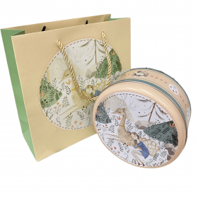 Hộp Thiếc Tròn Con Nai Và Cô Gái (Kèm Túi Giấy)