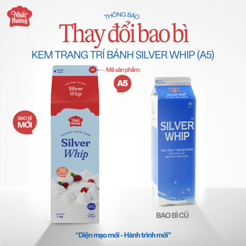 thay doi bao bi Kem Trang Trí Bánh Silver Whip Nhất Hương - A5 (1 kg)