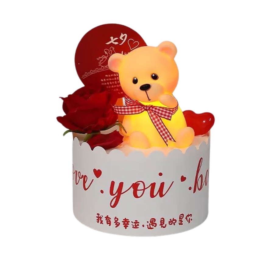 gau-den-led (2) Gấu Cột Nơ Đèn Led Trang Trí Bánh - Ảnh 1