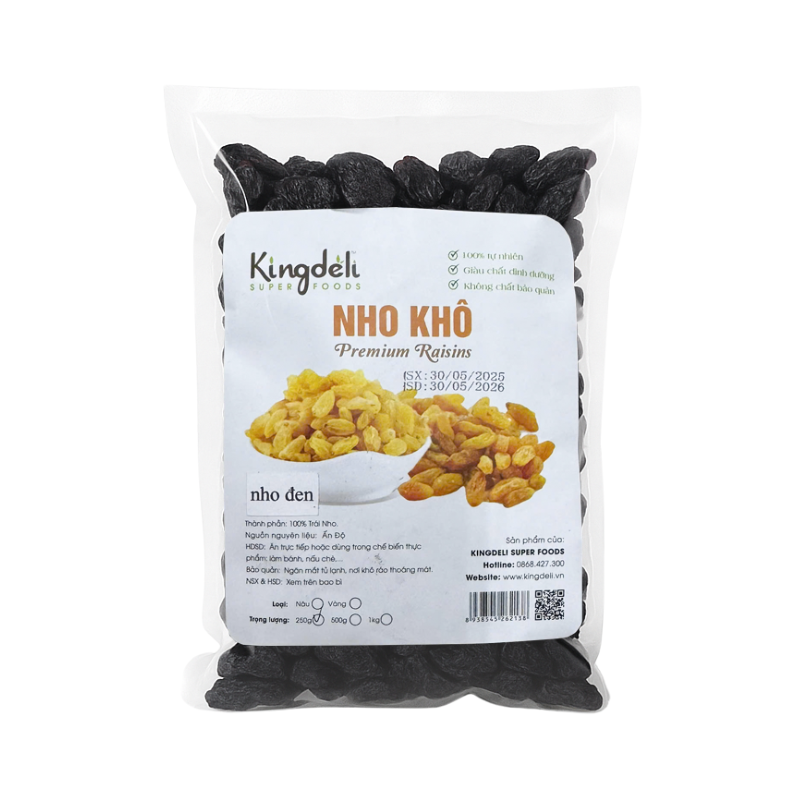 nho-den-trai-nh-kingdeli Nho Khô Đen Kingdeli (250g) - Ảnh 1