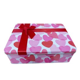 Hộp Thiếc Chữ Nhật Tim Nơ Đỏ