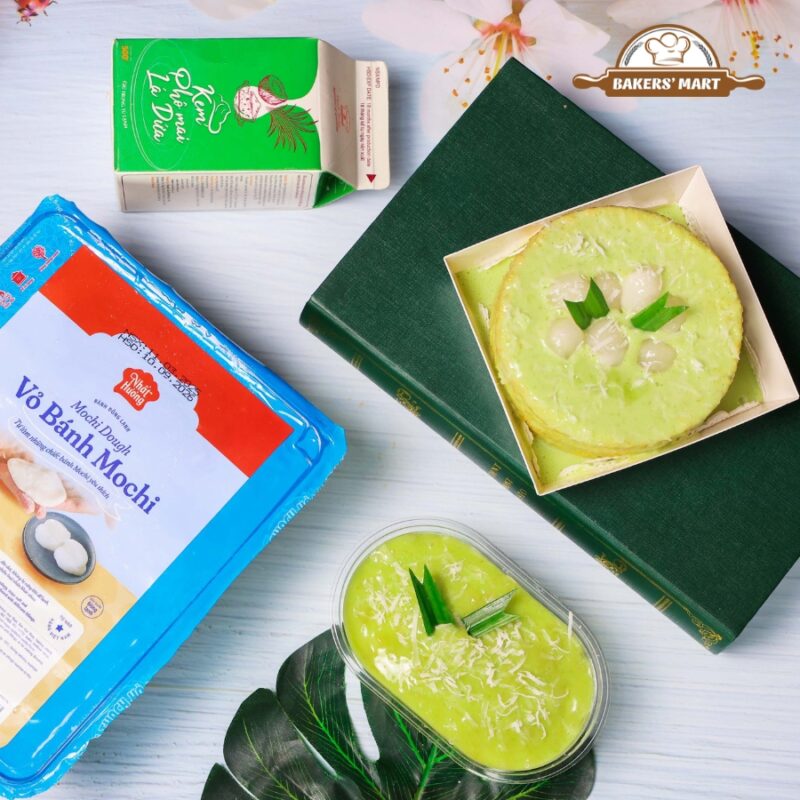 Bánh Bông Lan Mochi Cốm Kéo Sợi béo thơm, dẻo mịn